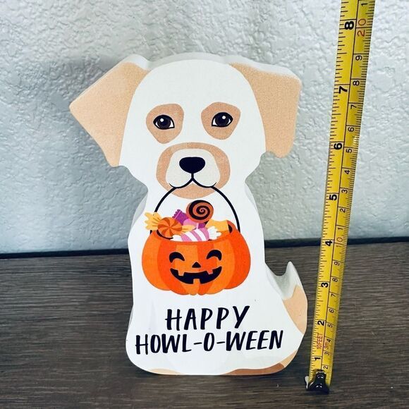 Halloween Ghost Costume Dog Trick or Treat Decor Sign - Picture 2 of 2